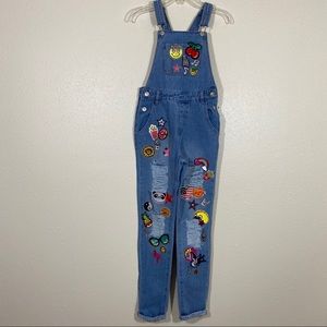 Denim Patched Distressed Overalls Pants Med. size Girls by CCC